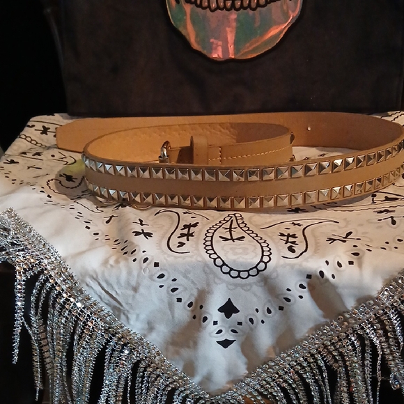 Ardene Tan Studded Belt - Picture 1 of 2